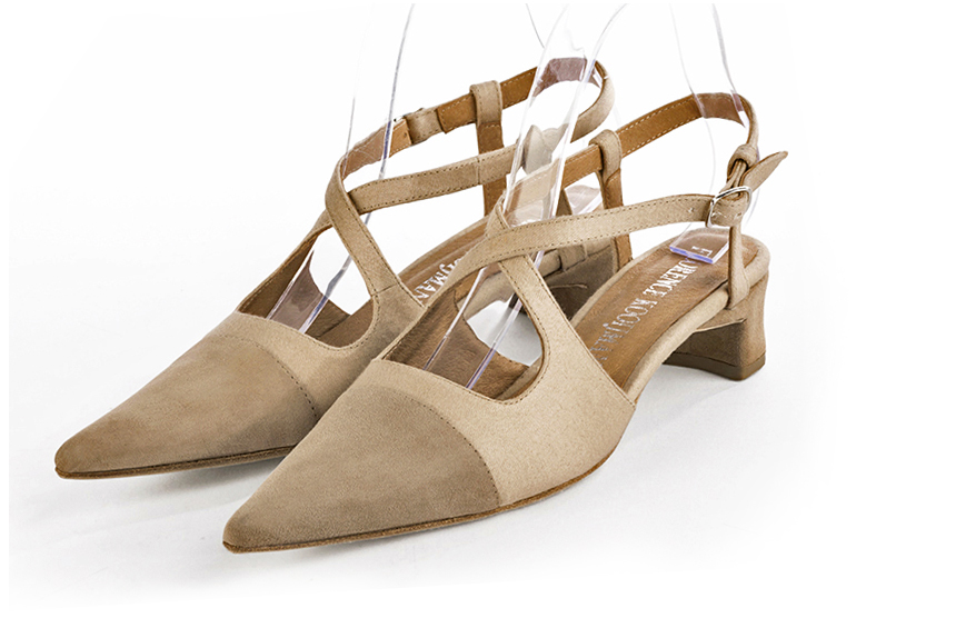 Chaussure femme à brides beige sahara | Chaussure arrière ouvert avec